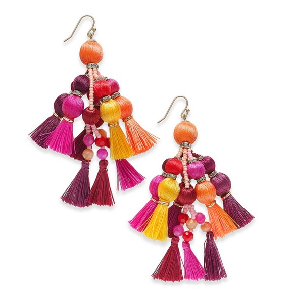 Kate Spade pretty pom tassel earring multi color - Picture 1 of 10